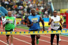 John Regis's relay squade wins the Aviva Legends relay from Jamie Baulch, Jason Gardener and Katherine Merry, 2011 Aviva London Grand Prix